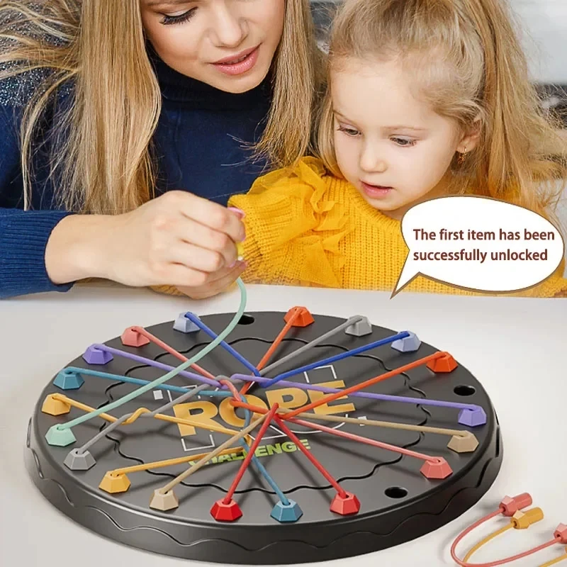 Kid Rope Knots Puzzle Social Board Game Color Line Sorting The Great Rope Untying Challenge Logic Thinking Strategy Table Game