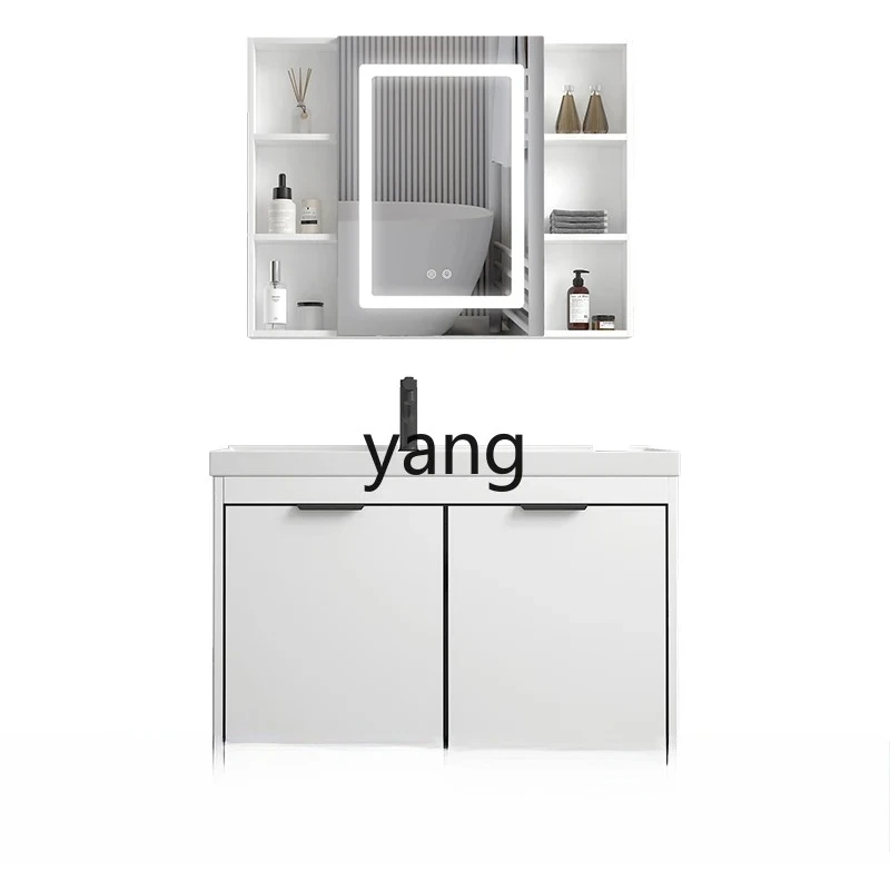 LHH  space aluminum laundry cabinet combination ceramic laundry pool integrated basin wash basin with rubbing board