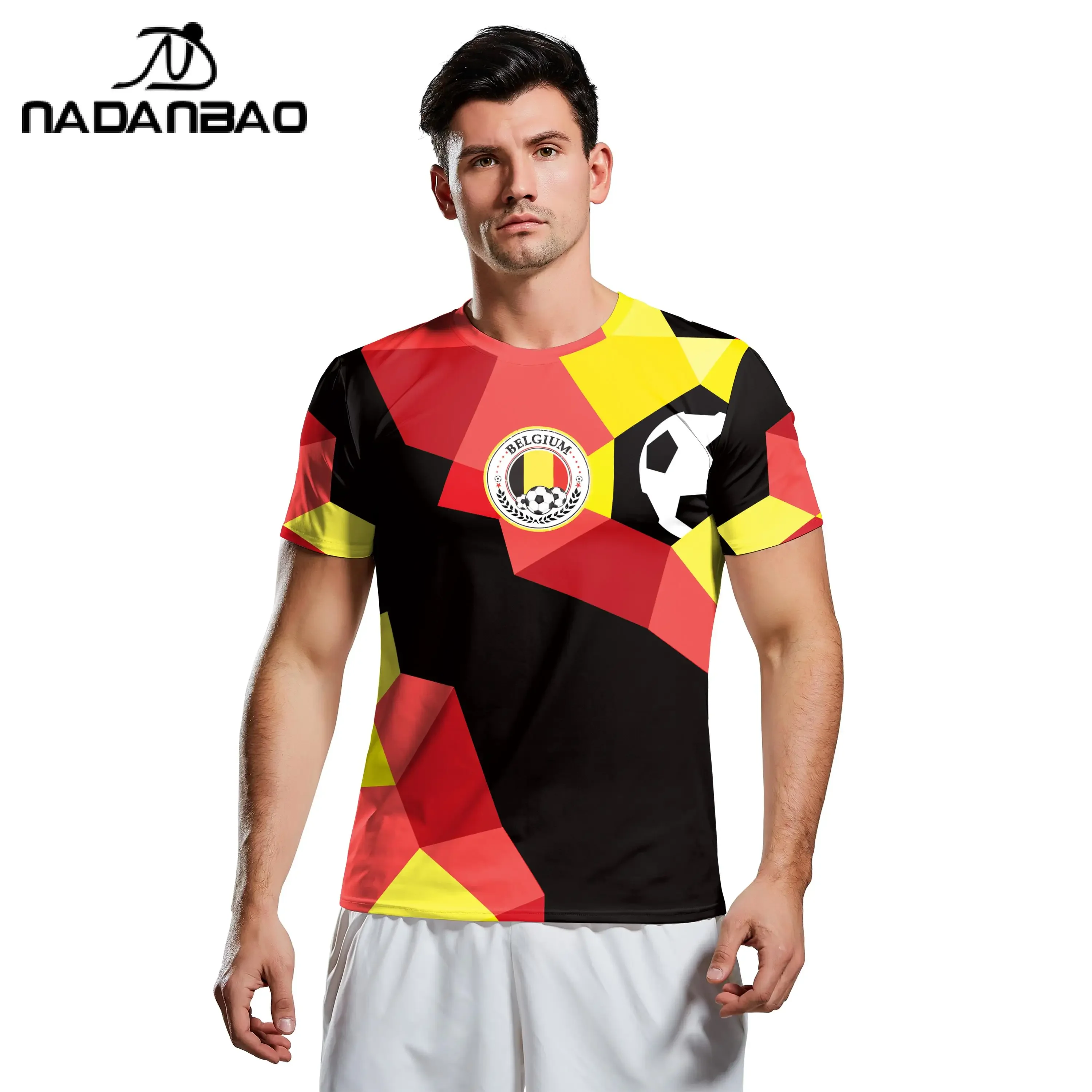 NADANBAO Summer T-shirt Men's 2025 3D Belgium Team Football T-Shirts O-Neck Short Sleeve Casual Breathable Soccer Jersey Top - view 3