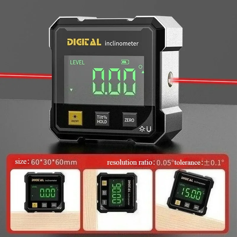 Pocket Electronic Digital Protractor Multifunctional Digital Angle Finder Box Inclinometer 360 Degree Measurement Laser Level