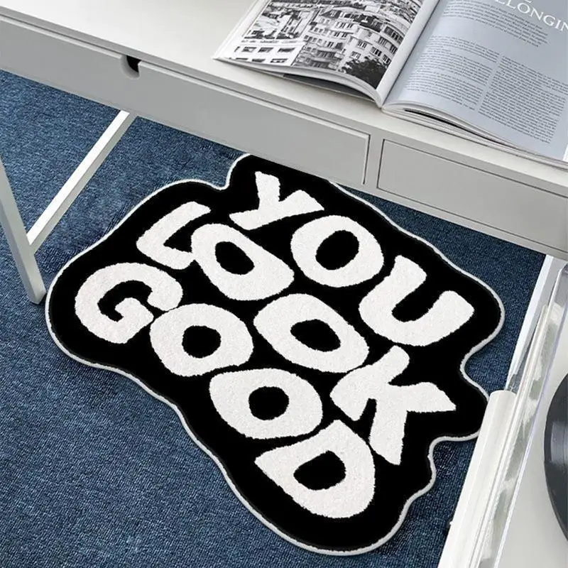 You Look Good Letters Rug Soft Plushy Bedside Mat Aesthetic Home Decor Non-slip Absorbent Bath Mat Doormat