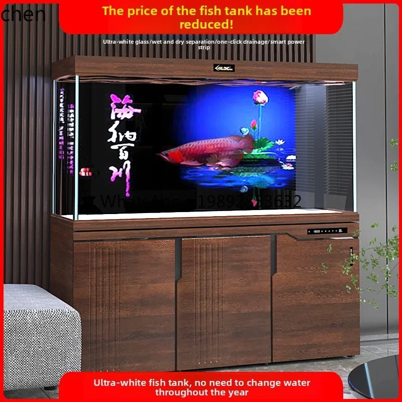 Fish Tank Aquarium Household No Water Change Ultra-clear Bottom Filter Large Medium Living Room Screen Office Smart