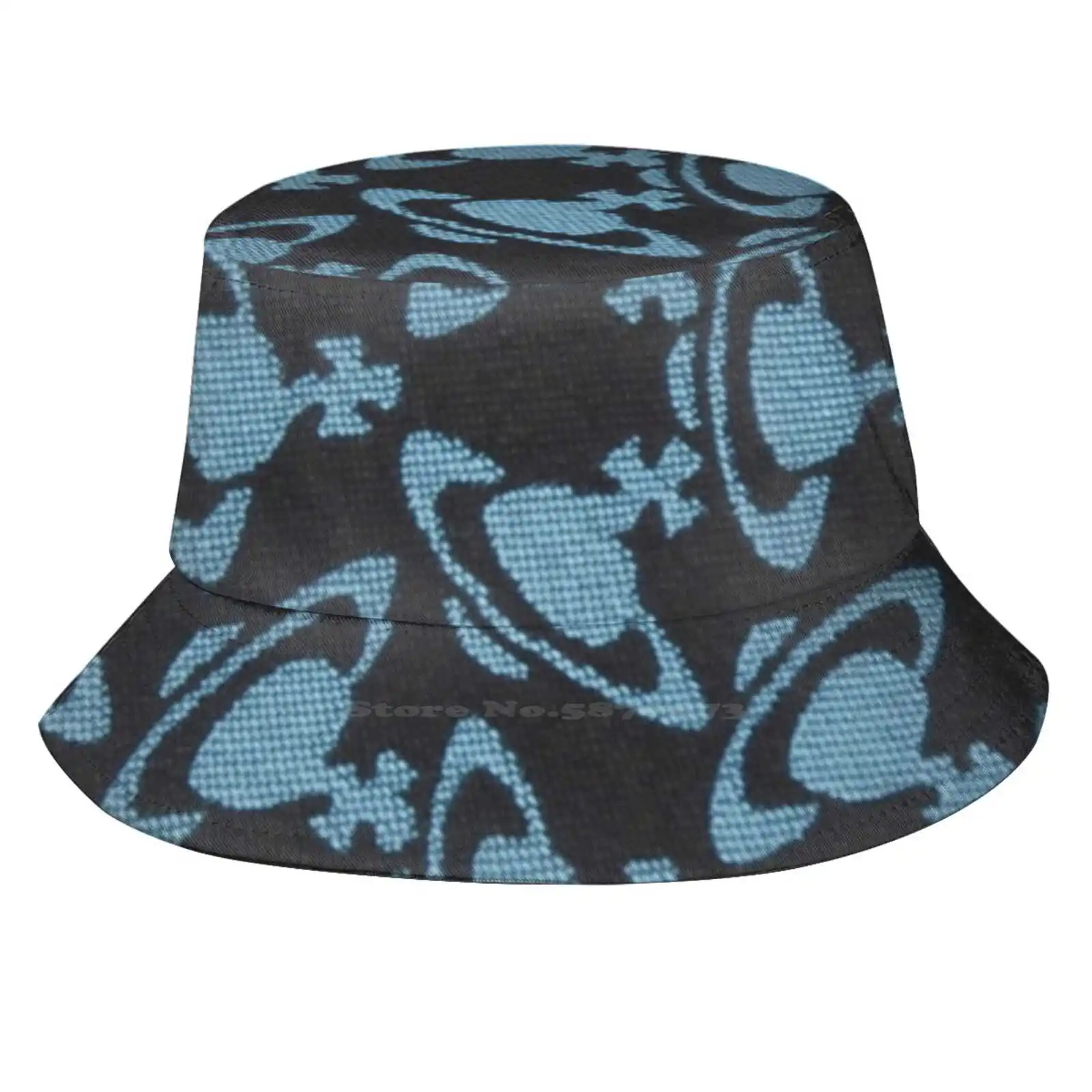 Causal Cap Buckets Hat Squiggle Pattern Punk British Fashion Design Retro Abstract Uk Luxury Liner Squiggly