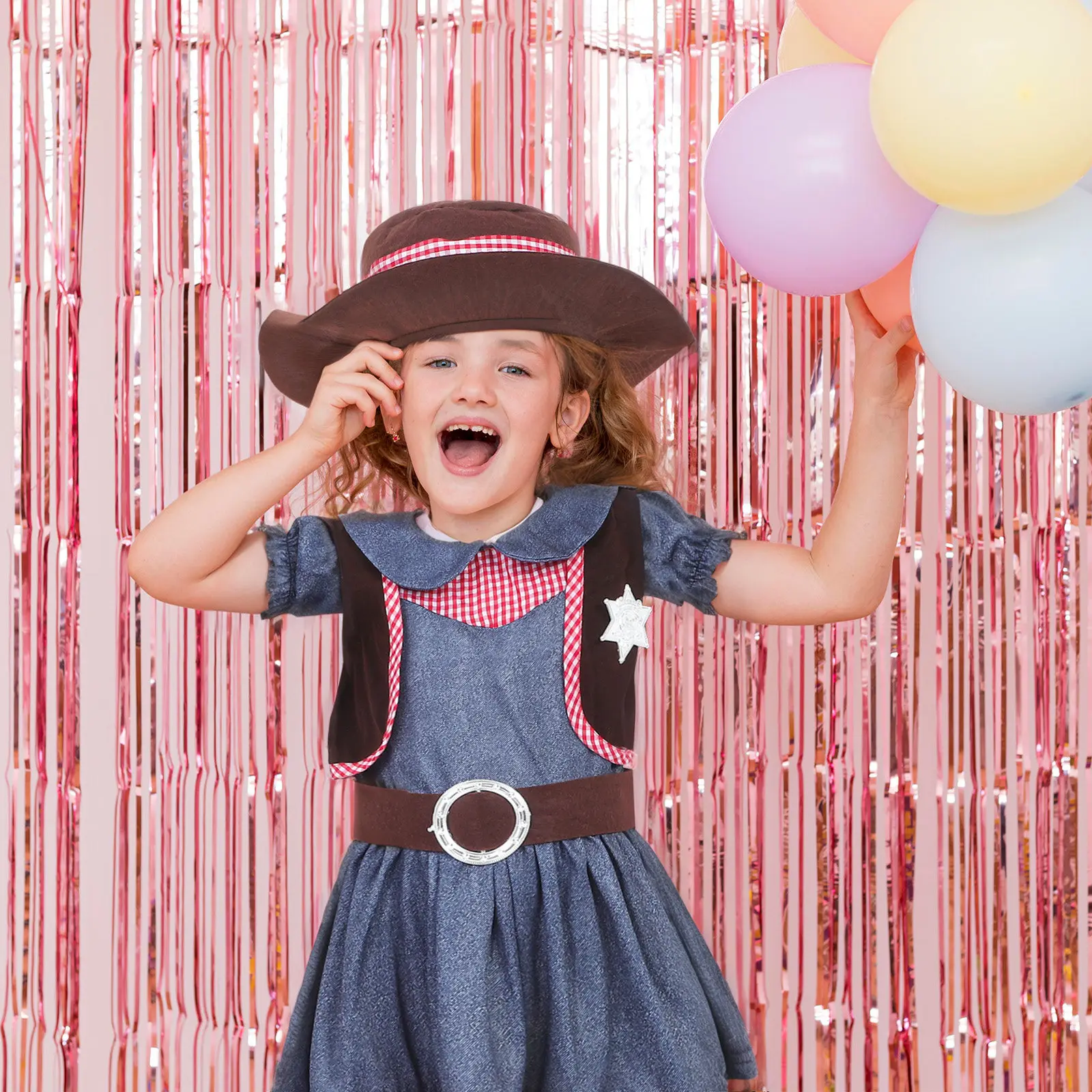 1Set Kids Cowgirl Dress Western Outfit for Girls Costume Party Halloween Themed Event Imaginative Play Stylish Comfortable