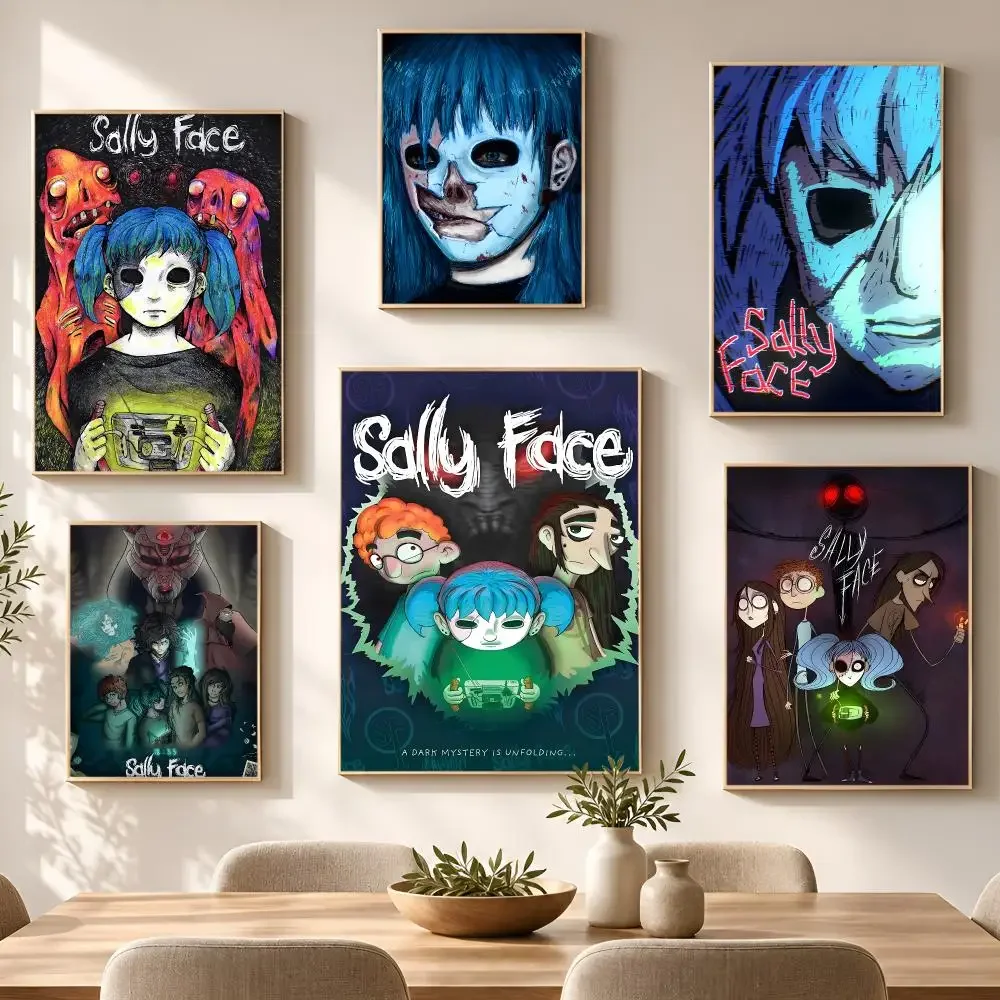 Game Gaming Action Indie Sally Face Poster PP Self Adhesive Aesthetic Room Decor Bedroom Dorm Gaming Room Home Decoration Gift