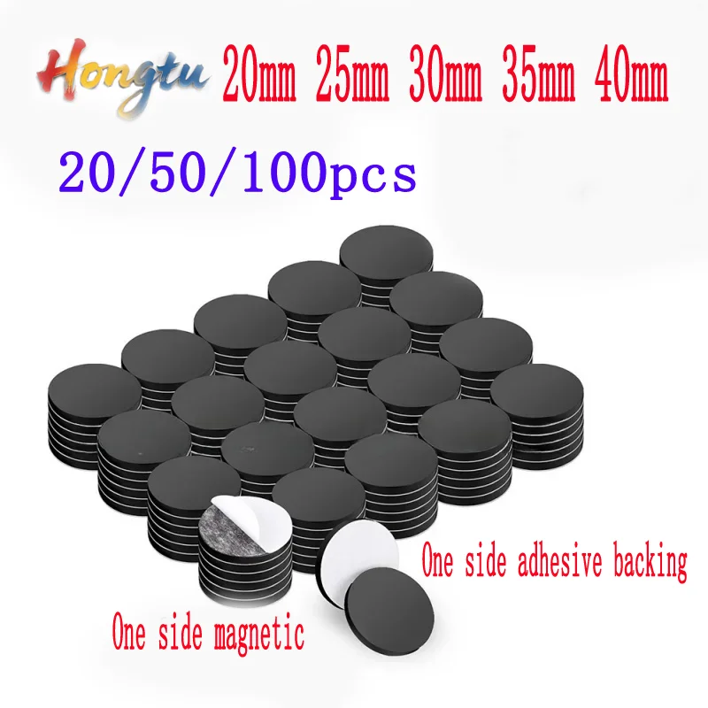 20-40mm Round Self-Adhesive Magnetic Sheets - Soft Fridge Magnets, DIY-Friendly Self-Stick Magnet Sheets