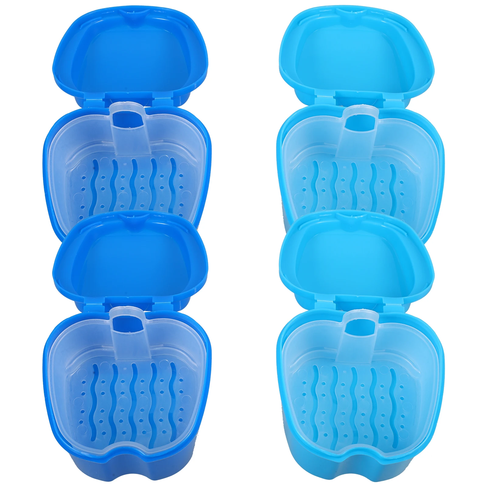

4pcs Denture Storage Box False Teeth Container Travel Size PP ABS Material Breathable Design Hygienic Holder Soaking Cup