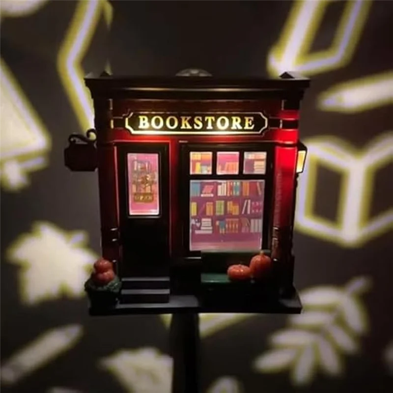 AAAN-Flower Night Light Bookstore Wallflower Projector Nightlight Book-themed Projection Room Decor