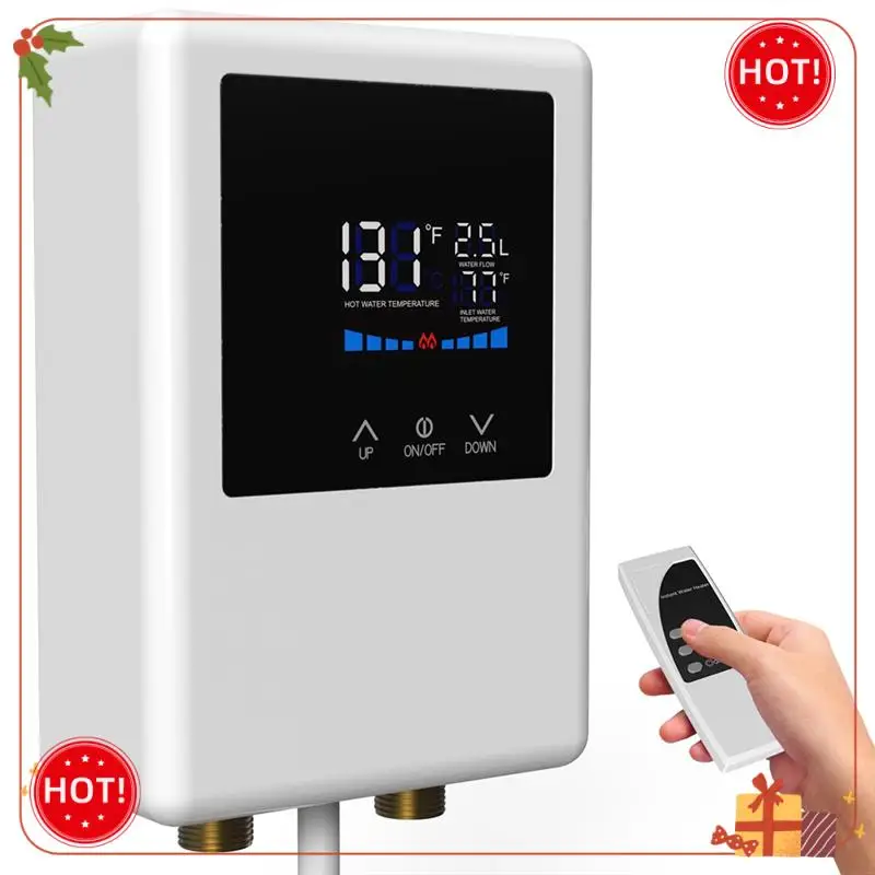ABLE-Water Heater Electric, 5500W Instant Hot Water Heater With Remote Control And LCD Touch Screen Water Heater