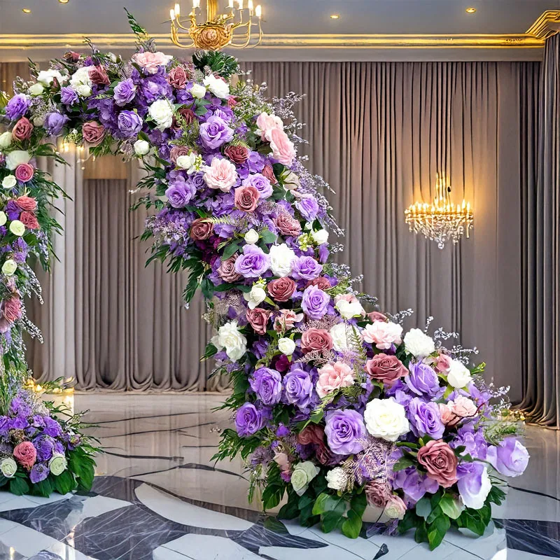 

Purple Artificial Decoration Long Table Flower Arrangement Hotel Decoration Birthday Banquet Decoration Floral Arrangement