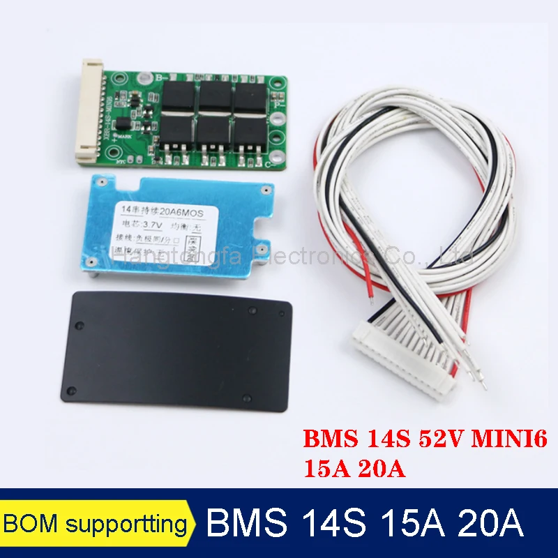 BMS 14S 15A 20A 52V MINI6 MOS Ternary Iron Lithium Battery Charge Protection Board With Balance Temperature Controlpower