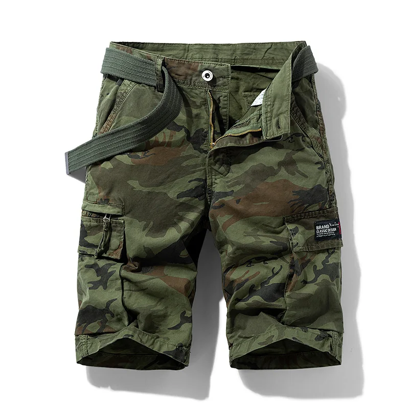 Pantalones cortos de camuflaje táctico para hombre, Shorts de carga militar, de algodón, holgados e informales, color caqui, novedad de verano, 2022