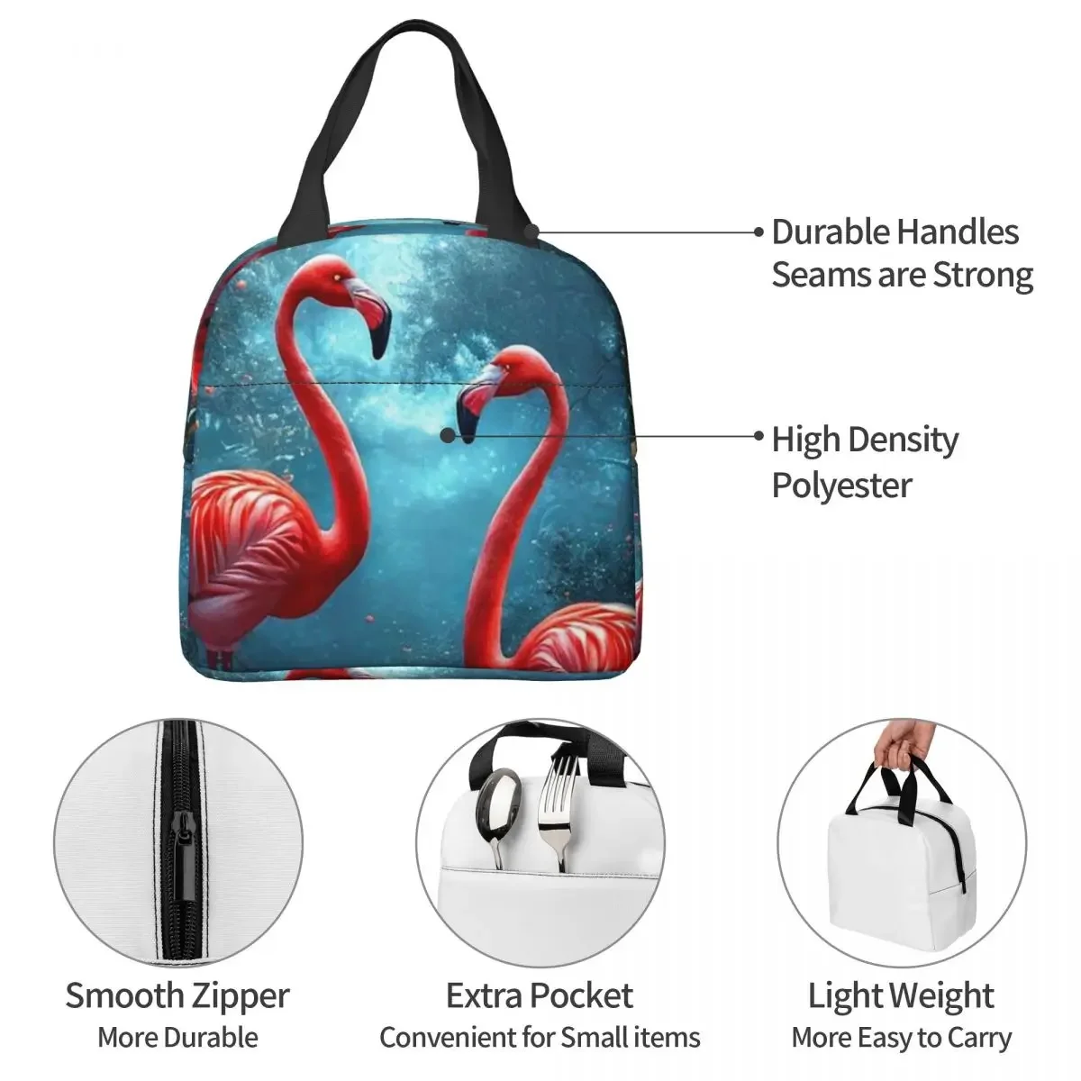 Flamingo In The Tropical Pond Insulated Lunch Bag for Women Children Leakproof Food Boxes Thermal Lunch Box Tote
