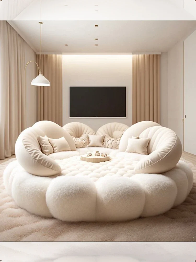 Cream style sofa, double bed B & B 2 meters 4 cream series large round sofa bed 2 meters custom