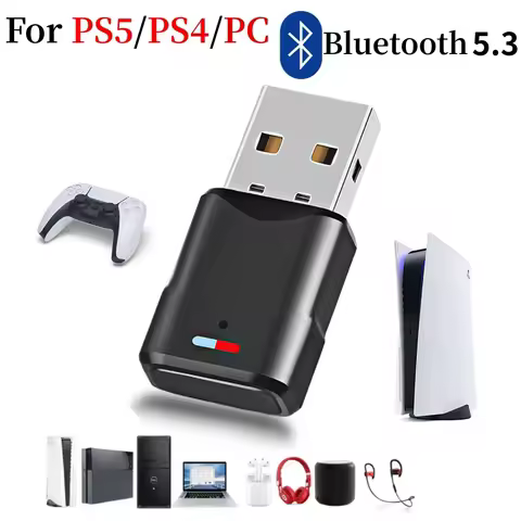 Bluetooth Audio Adapter Wireless Headphone Adapter Receiver for PS5/PS4 Game Console PC Headset 2 in 1 USB Bluetooth 5.0 Dongle
