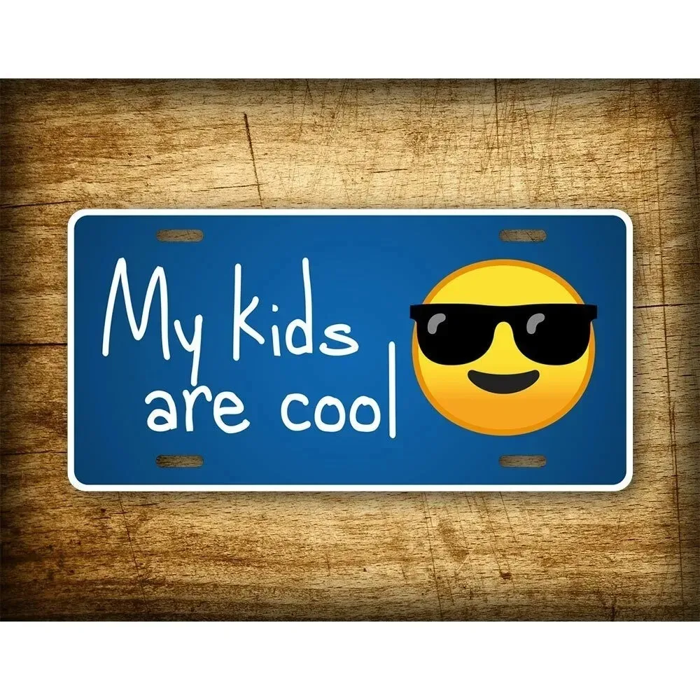 1pc Customizable My Kids Are Cool Sunglasses Emoji Blue Base Metal Decorative Plaque, Family Wall Art (Only For Decoration)