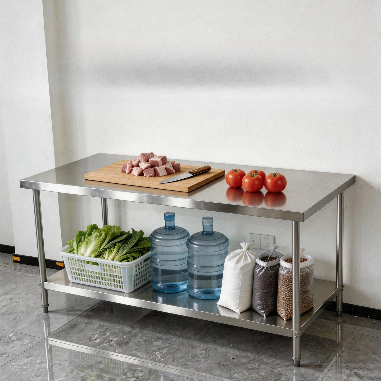 Disassembly and assembly of double-layer stainless steel workbench Hotel kitchen console