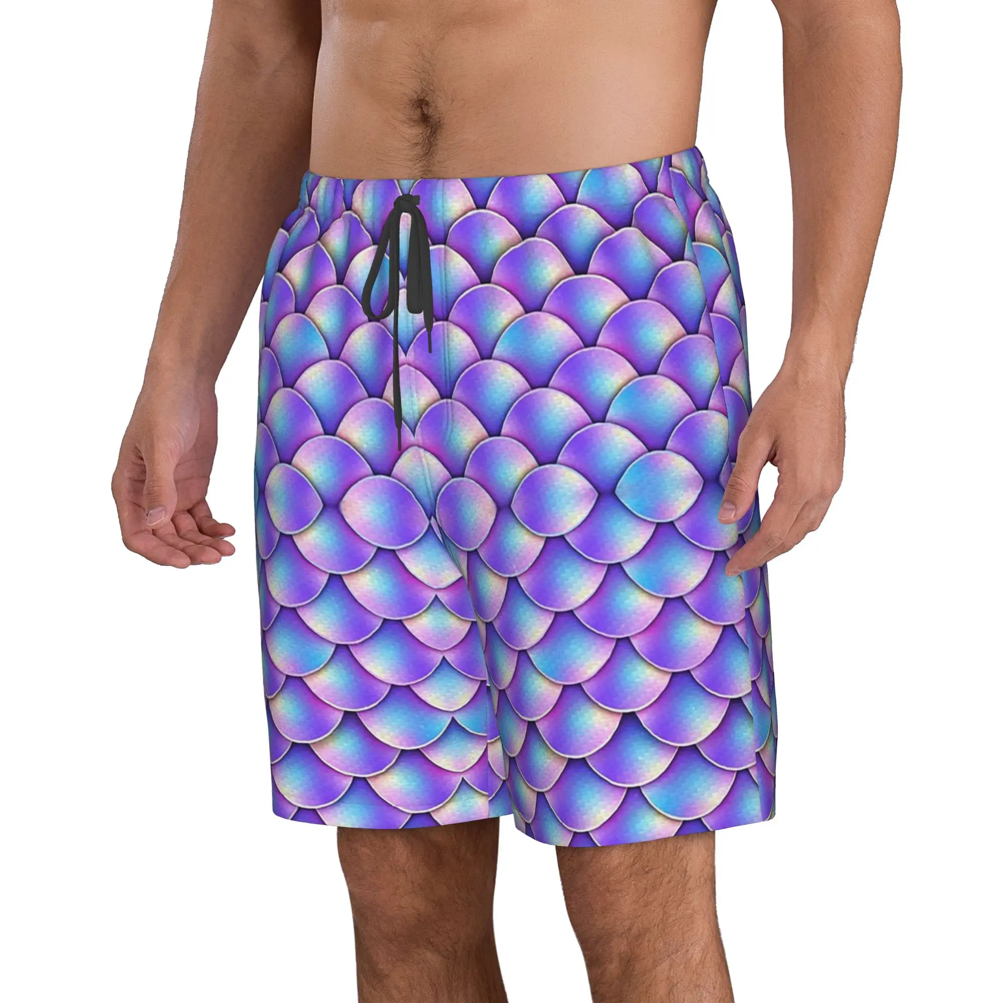 Mermaid Fish Scale Dazzling Scales Trunks Beach Board Shorts Casual Quick Dry Swim Summer Men Pants