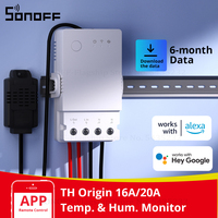 SONOFF TH Origin 16A 20A WiFi Smart Switch with Temperature Humidity Monitor Smart Home Automation for Alexa Google Assistant