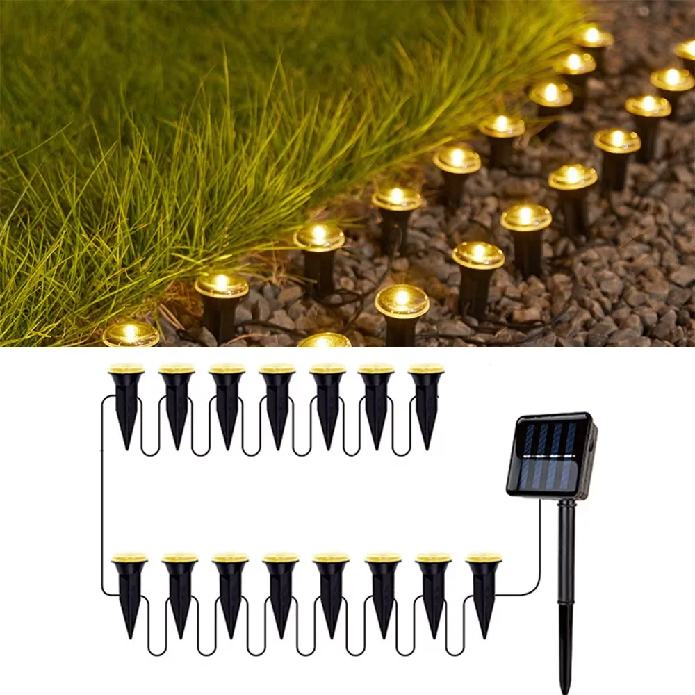 Lumières solaires extérieures blanches chaudes pour pelouse, étanches IP65, feux de guidage décoratifs pour jardin, terrasse, cours, pelouse, trottoirs