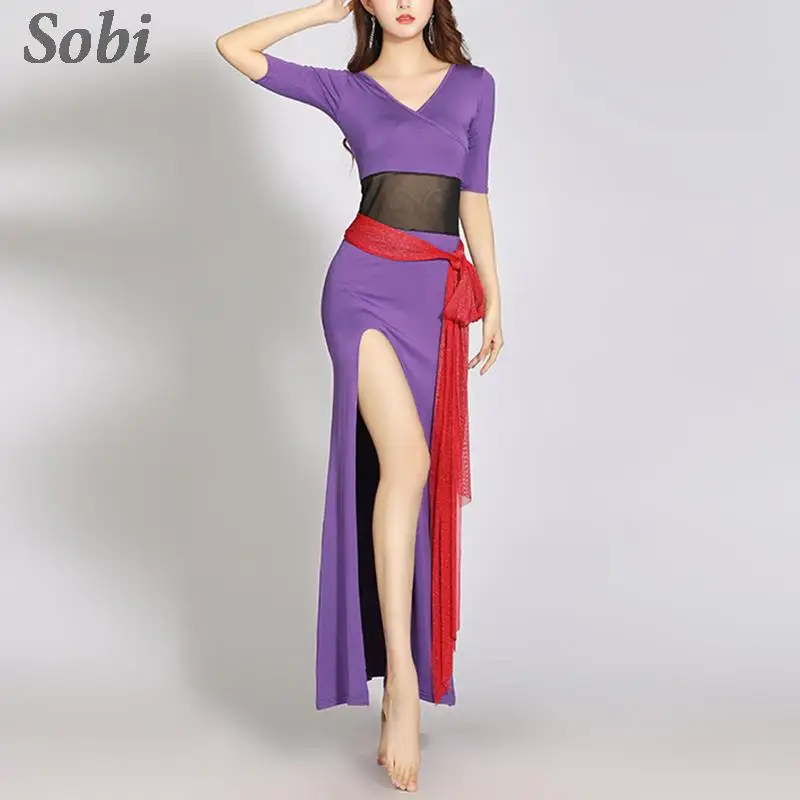 New Modal Belly Dance Practice Clothing One Pieces Sexy High Split Dress Women Lady Elegant Dancing Costume Belly Dance Wear