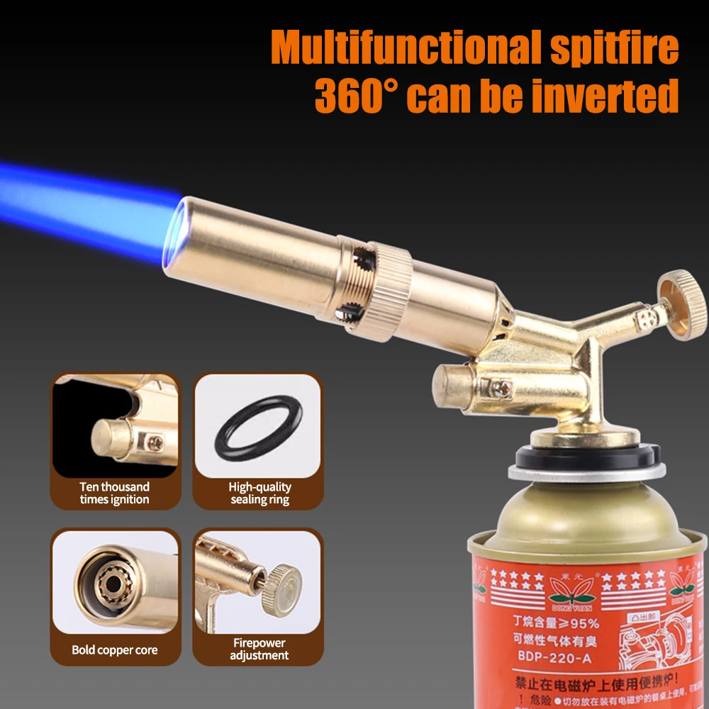 Metal Welding Torch 1300 Degrees Flame Gun Butane Torch Adjustable Flame Flame Butane Burner Flamethrower for Kitchen Ignition