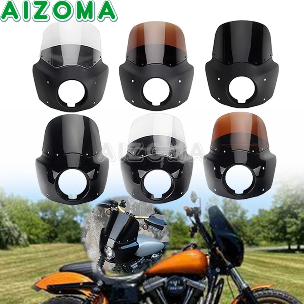 Motorcycle 11 inch Headlight Windshield Fairing For Harley DYNA STREET BOB FXDB Front 5 3/4