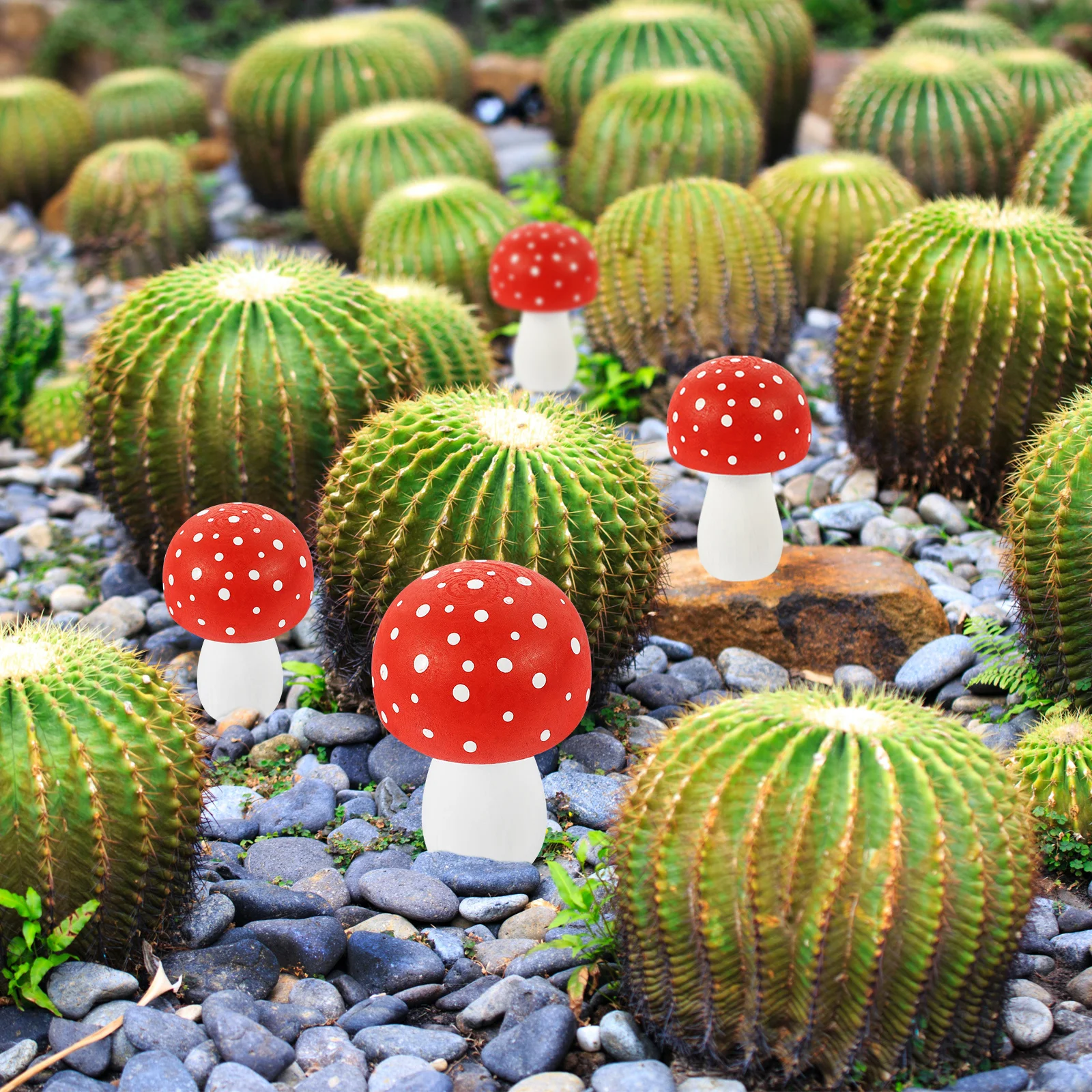 

Mushroom Ornament Wooden High Durability Smooth Polishing Comfortable Touch Birthday Gift Home Shelf Table Decor