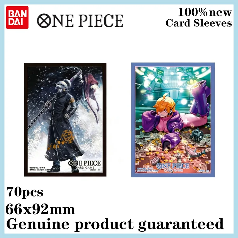 Original Bandai One Piece Card Sleeves 70pcs New Trafalgar Law Anime Protective Sleeves for TCG Collection Kids Exquisite Gift