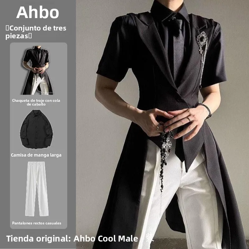 Conjunto de Traje Negro a Medida para Hombre y Mujer, Primavera-Otoño, Estilo Elegante, Chaqueta Entallada, Chaleco de Traje ...