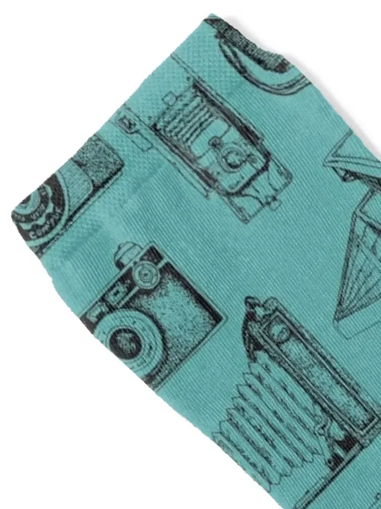 Vintage Camera Collection- Teal Socks anti slip football christmas gift ankle Girl'S Socks Men's