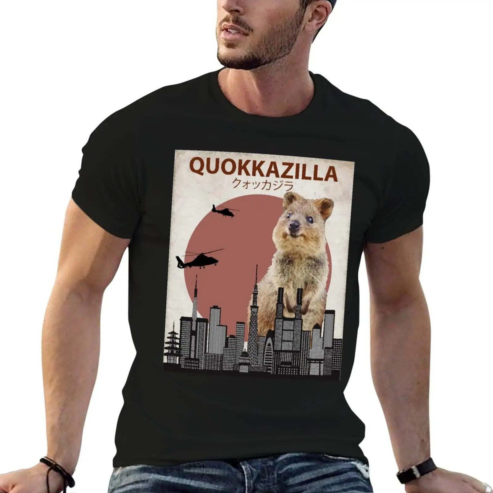 

Quokka man soft Giant for man Parody printed t for shirts Monster t T-Shirt cotton shirts Quokkazilla