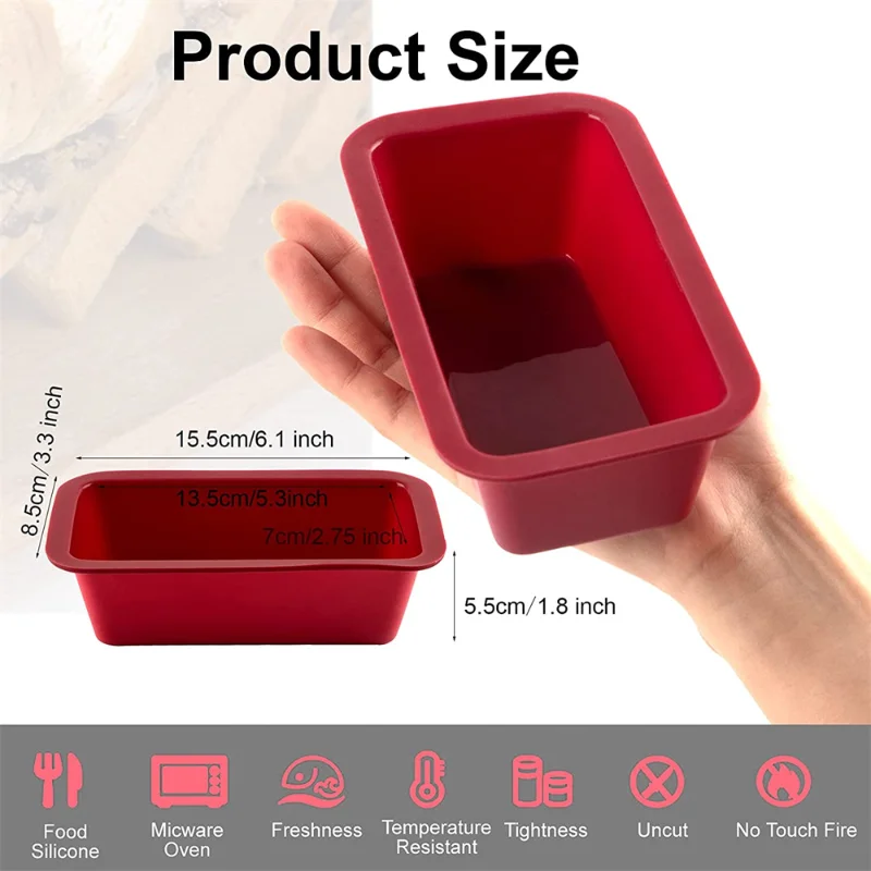 Silicone Baking Molds NonStick Rectangle Cake Pans Mini Loaf Pan Easy Release Bread Toast Mould Kitchen Accessories Pastry Tool