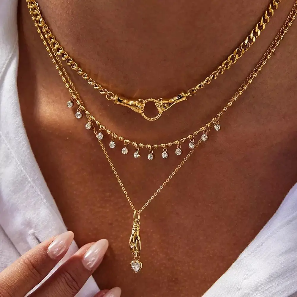 

ENFASHION Para Mujer Sun Moon Friendship Chain Necklace For Women's Stainless steel 18K Plated Gold Fashion Jewelry P253676