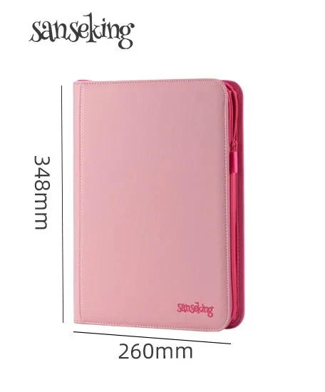 sanseking-premium-9-grid-zipper-pu-card-binder-album-esthetique-rose-et-blanc-pour-cartes-pokemon-collection-de-jeux-et-fans