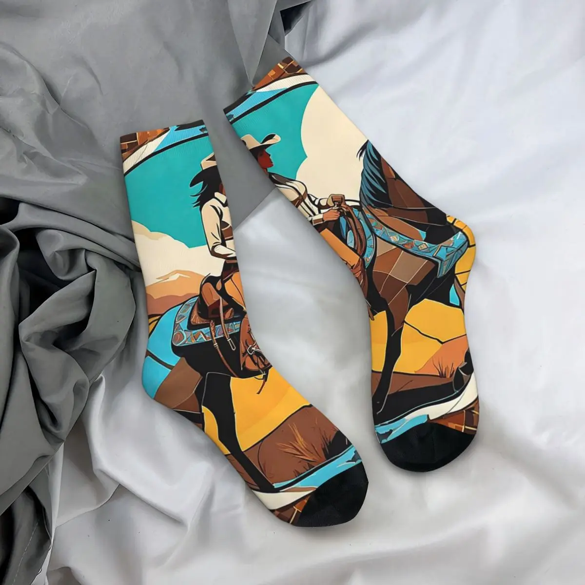 

Носки на все сезоны с принтом в стиле Дикого Запада и ковбойских мотивах, забавные длинные носки для мужчин и женщин, подарки на День святого Валентина