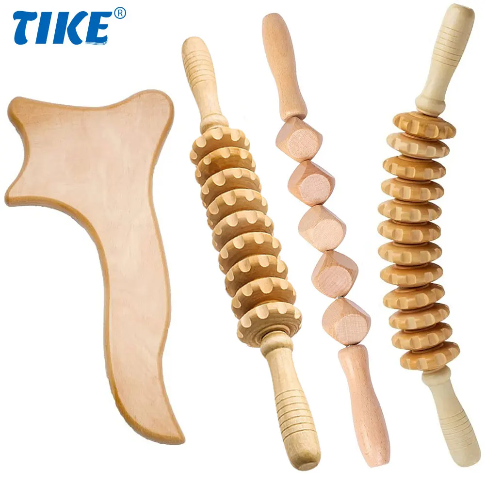 

4 In 1 Wooden Lymphatic Drainage Wood Therapy Massage Tools Maderoterapia Colombiana Anti Cellulite,Roller Lymphatic Drainage