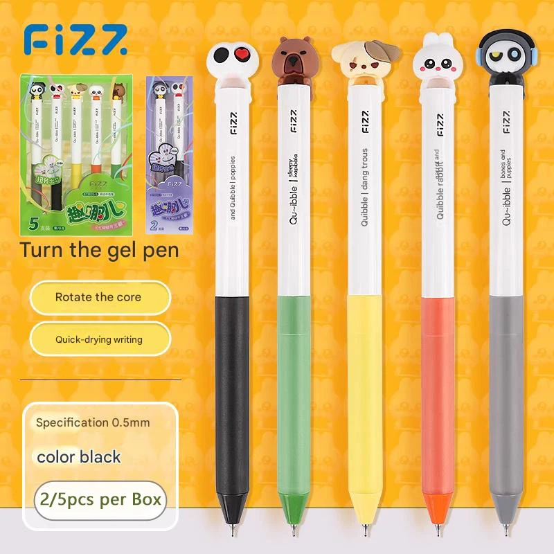 

Гелевая ручка Fizz, милые 2/5 шт., набор 3D животных/призраков, мягкая ручка CS, двойной шариковый наконечник, быстросохнущие гладкие чернильные черные ручки, детские забавные подарочные принадлежности