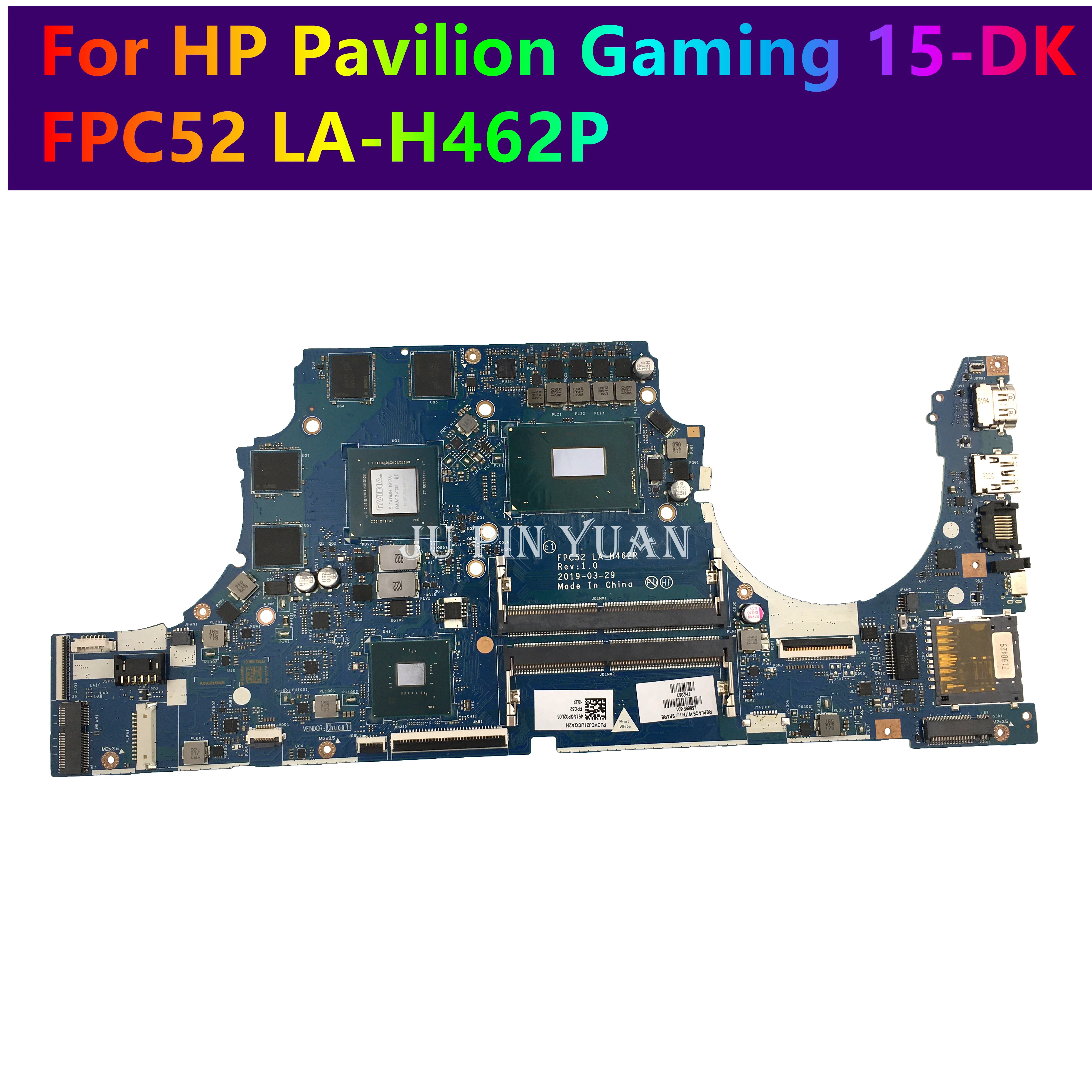 

For HP Pavilion Gaming 15-DK Laptop Motherboard L58864-601 L58865-601 FPC52 LA-H462P Mainboard GTX 1650 4GB i5-/i7 Full Tested