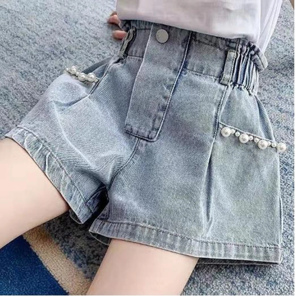 New Summer Children Clothing New Fashion Kids Toddler Flower Washed Cotton Children's Denim Shorts for Girls Jeans Pants 2-12Y