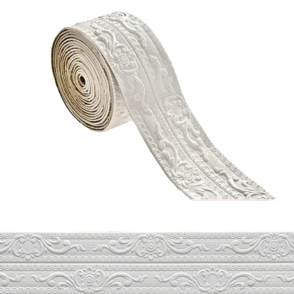 10m 3D Wall Trim Line Skirting Border Self-Adhesive Waterproof Baseboard Wall Sticker DIY Home Decoration Wall Corner Protector