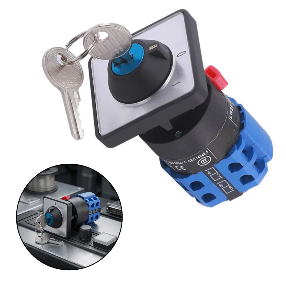 For 16MM Two Way Rotary Key Switch 10A 690V AC 2 To 3 Position Lockable Key Operated Changeover Switch Industrial Equipment
