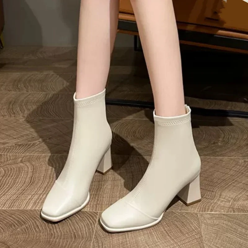 

Square Toe Thick Heel Casual Fashion Women's Boots New Spring/Autumn Comfortable Non-slip High Heel Fashion Shoes Knight Boots