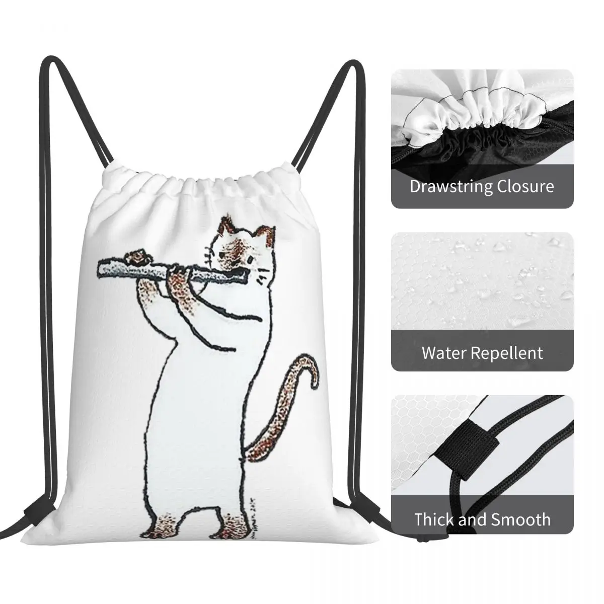 Meowtet Patootie バックパック多機能ポータブル巾着バッグ収納袋ブックバッグ男性女性学校