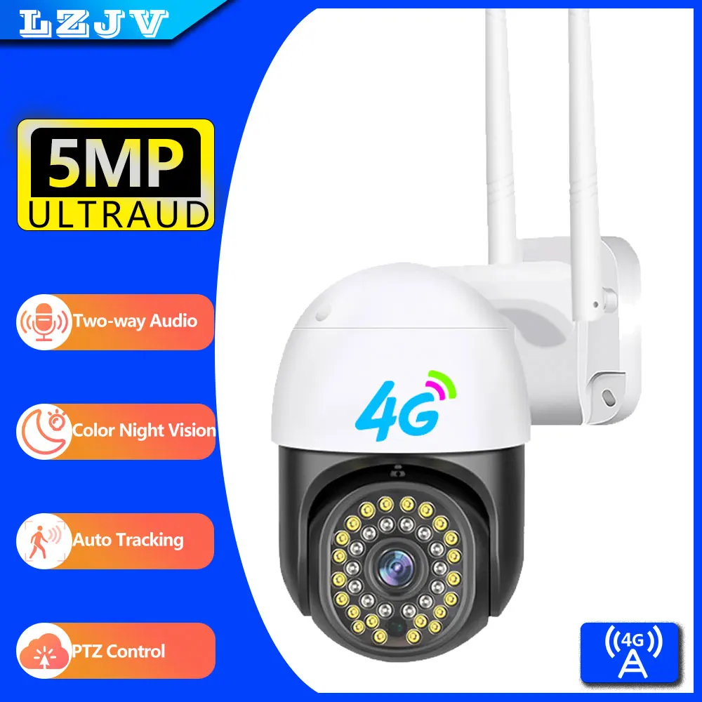 

LZJV 5MP UHD Smart Home Wireless Camera Outdoor Speed Dome Two Ways AUDIO Pan Tilt Security Camera V380 Pro APP Motion Detection