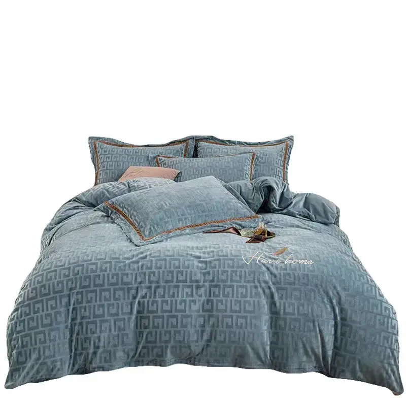 Bedding Set Luxury Winter Double Sided Milk Velvet Duvet Cover Bed Sheets Pillowcase Set Bed Linen Bedding Bedroom Comforter Set