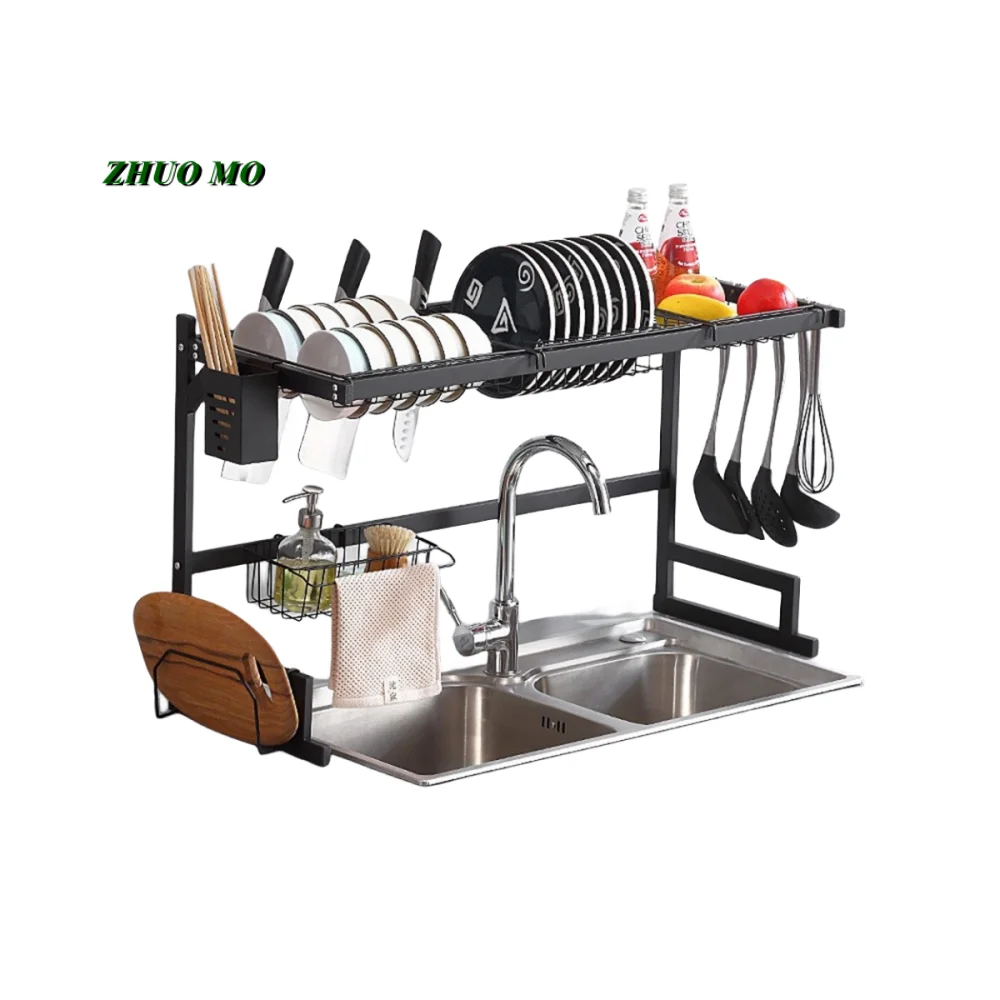 Multifunctional Storage Rack for Kitchen, Luxury Tableware, Thickened Carbon Steel, Single, Double-Layer Bowl, Chopstick