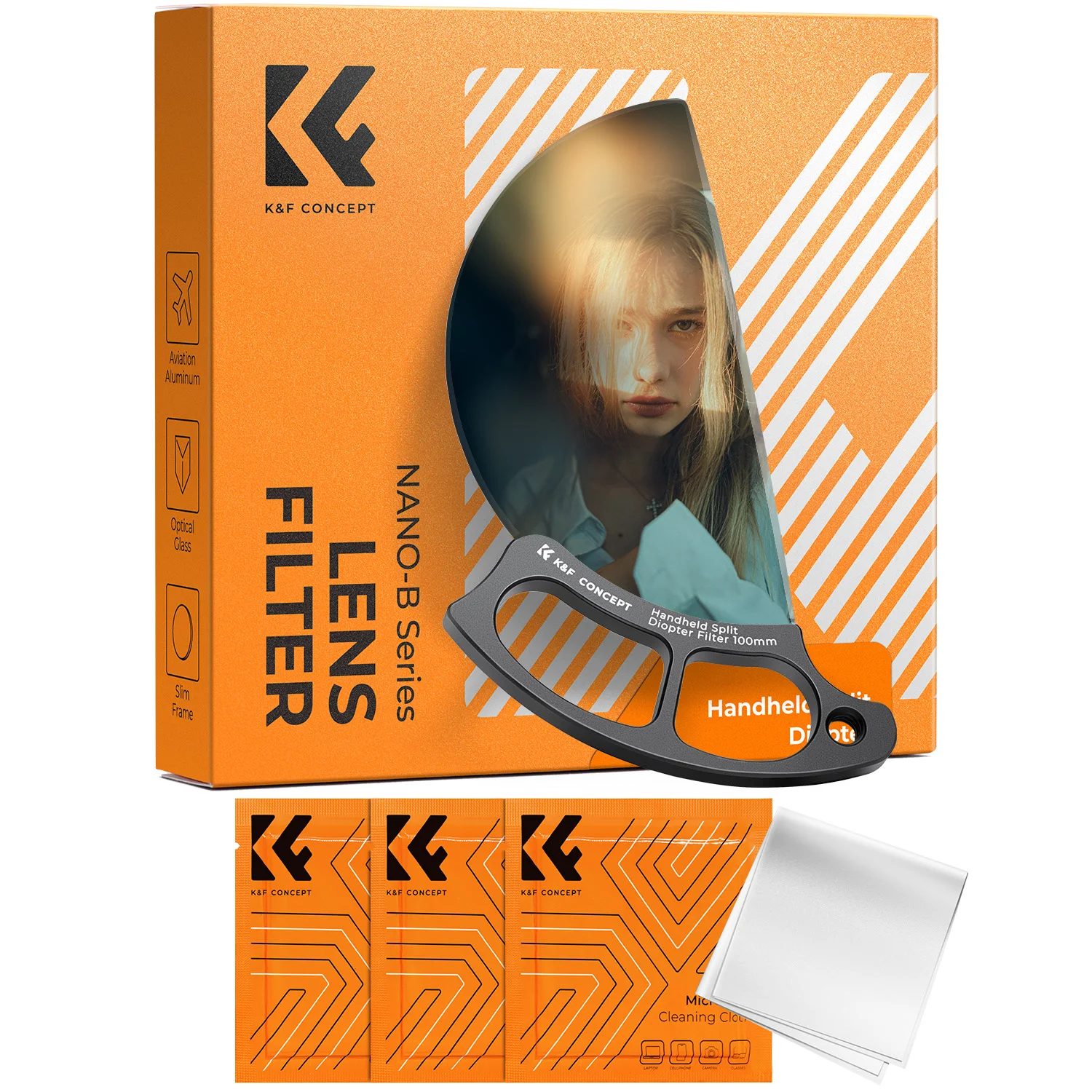 

K&F Concept 100 мм ручной диоптрийный фильтр / ручной фильтр для размытия изображения / ручной спиральный фильтр для создания спецэффектов, оптическая стеклянная призма