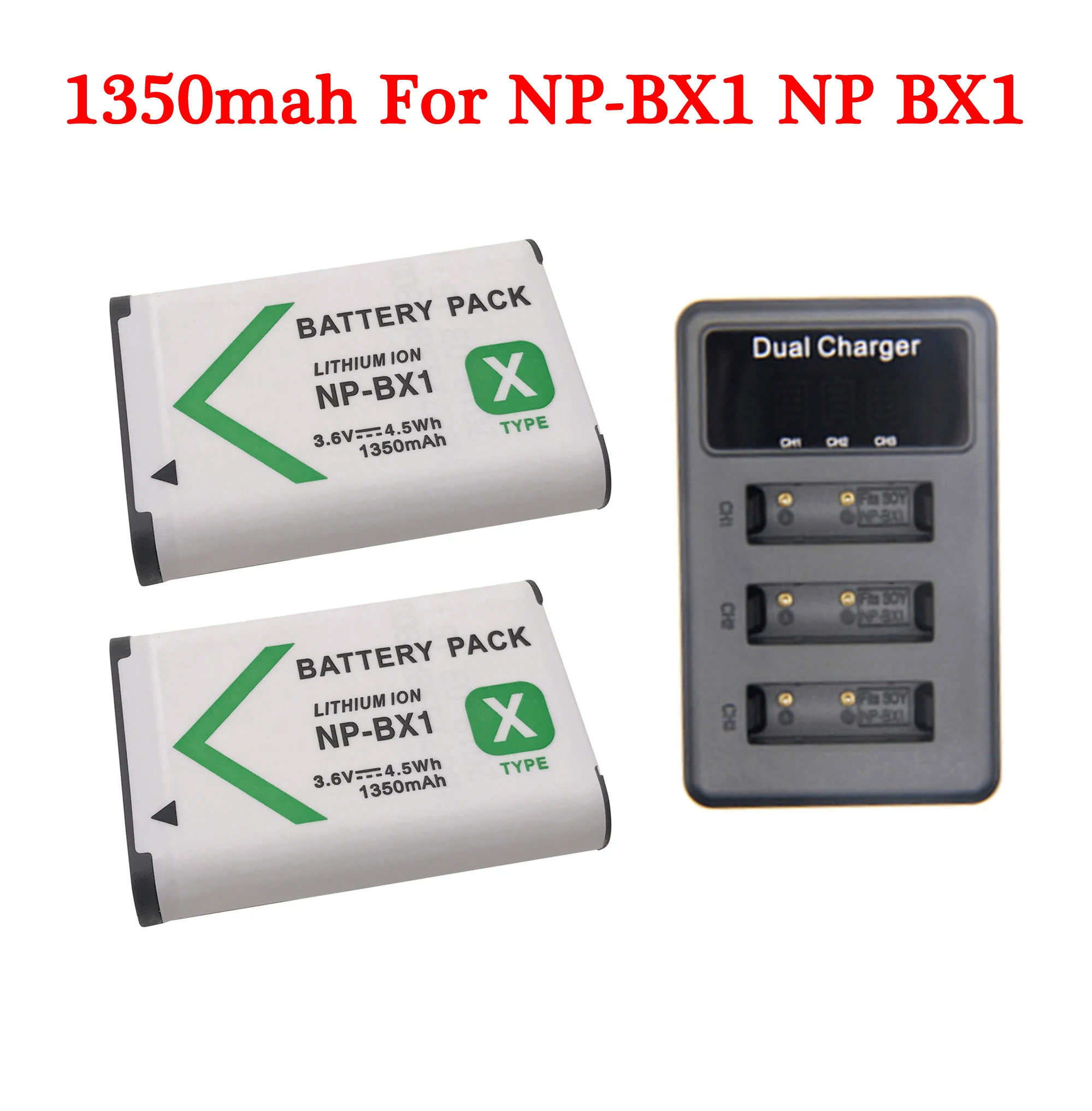 

3.6V 1350mAh NP-BX1 np bx1 Battery + Charger Set for Sony DSC RX1 RX100 M3 M2 RX1R GWP88 PJ240E AS15 WX350 WX300 HX300 HX400