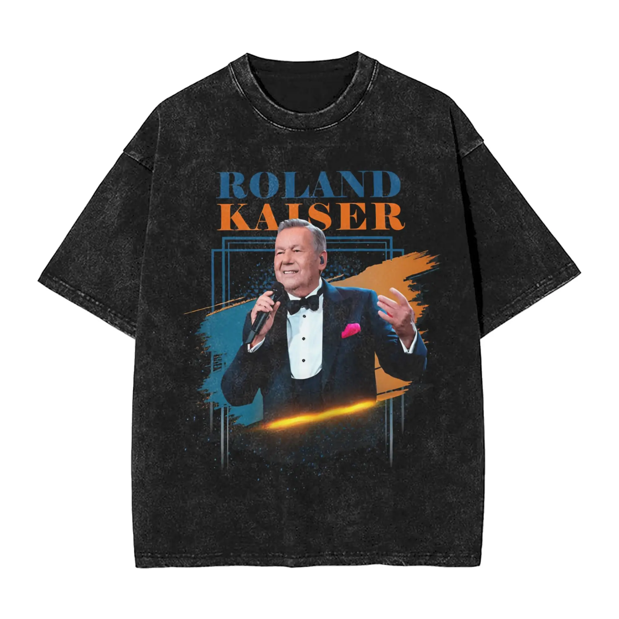 roland kaiser eurovisions 2026 T Shirts for Men 100% Cotton Vintage T-Shirts Round Neck  Tees Short Sleeve Tops New Arrival